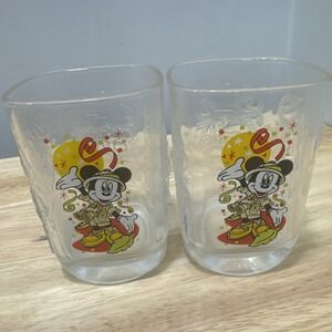McDonald's 2000 Disney Animal Kingdom Glasses Lot of 2 Mickey Vintage Promo‎
